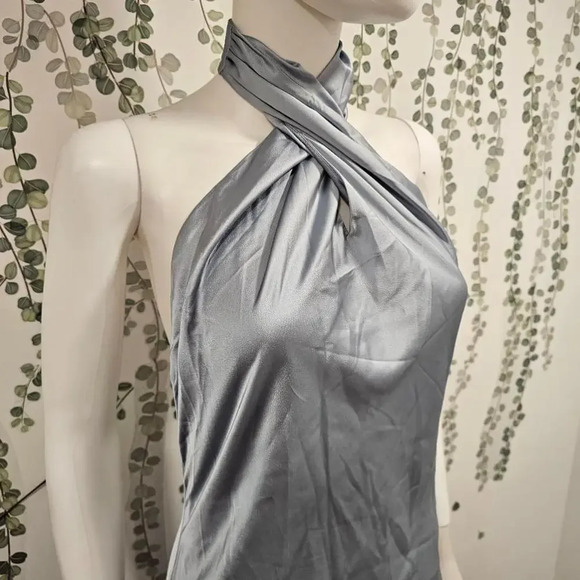 Show Me Your MumuJasmine Halter Blue Satin Maxi Dress Size M - Picture 5 of 11